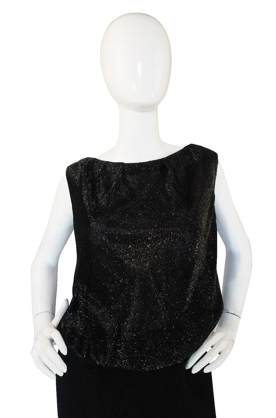 1960s Black Boucle Suit & Eyelash Shell