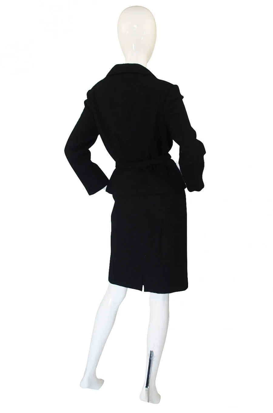 1960s Black Boucle Suit & Eyelash Shell