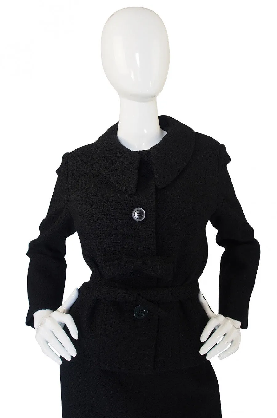 1960s Black Boucle Suit & Eyelash Shell