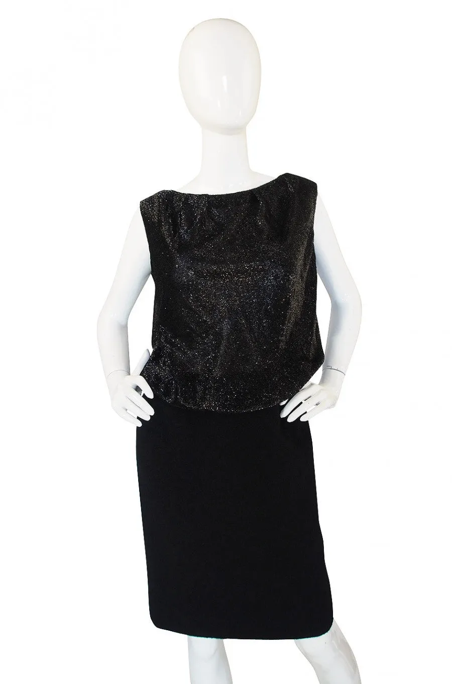 1960s Black Boucle Suit & Eyelash Shell