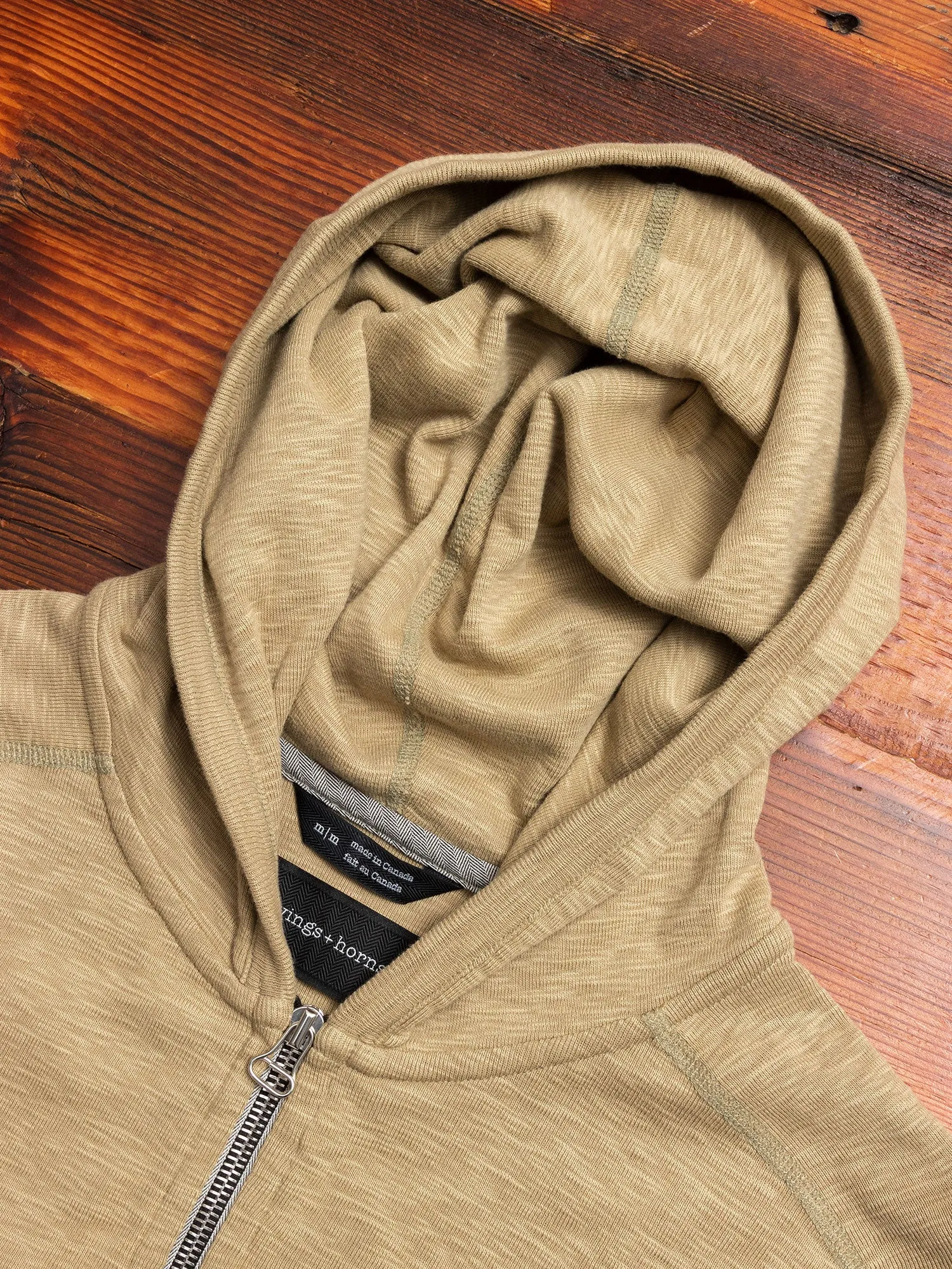 1x1 Slub Zip Hoodie in Moss