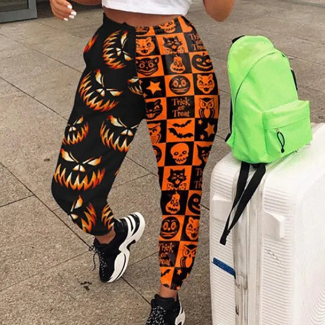 2021 New!!! Women's Skull Pattern Print Harajuku Sport Trouser Casual Streetwear Sweatpants Size 3XL