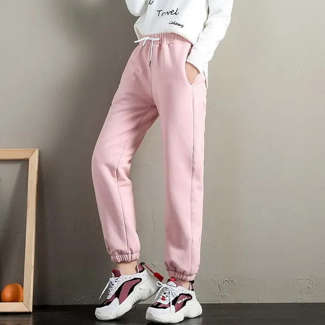 2021 Winter Women Gym Sweatpants Workout Fleece Trousers Solid Thick Warm Winter Female Sport Pants Sizes S - 3XL