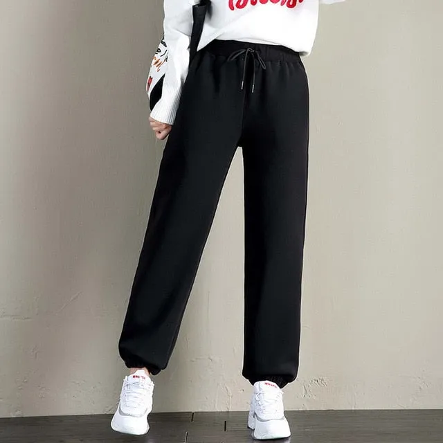 2021 Winter Women Gym Sweatpants Workout Fleece Trousers Solid Thick Warm Winter Female Sport Pants Sizes S - 3XL