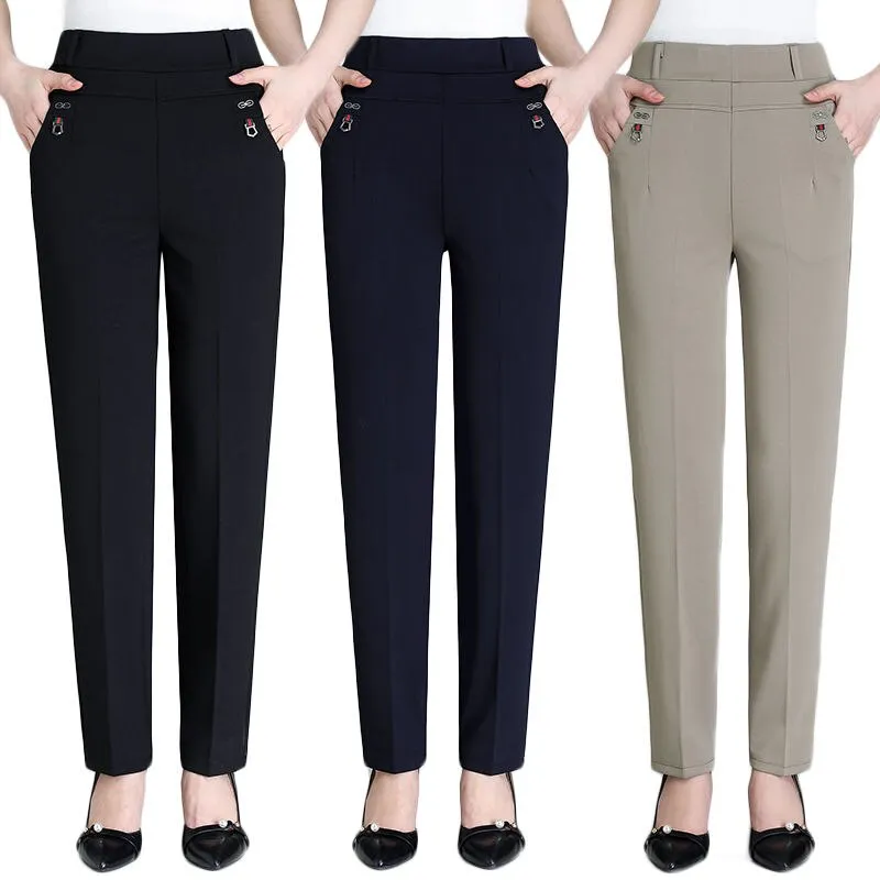 2022 New Atumn Women&#39;s Pants Mom Elastic High Waist Casual Harem Pants Female Trousers Loose Straight Pants 5XL