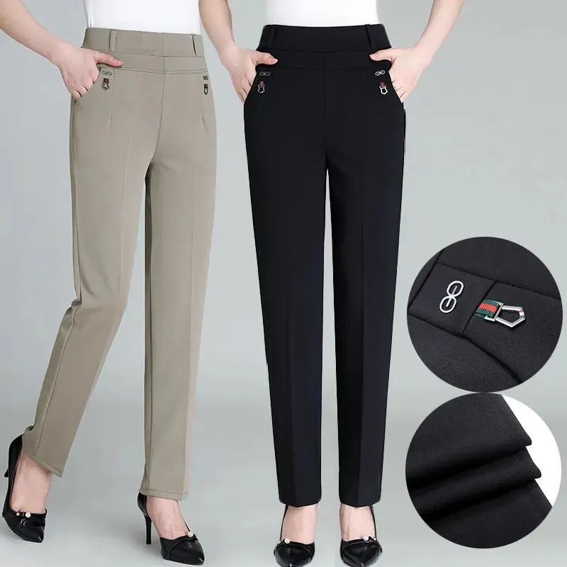 2022 New Atumn Women&#39;s Pants Mom Elastic High Waist Casual Harem Pants Female Trousers Loose Straight Pants 5XL