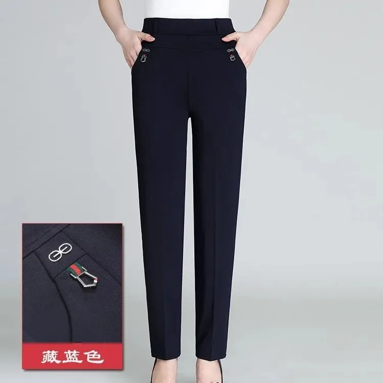 2022 New Atumn Women&#39;s Pants Mom Elastic High Waist Casual Harem Pants Female Trousers Loose Straight Pants 5XL