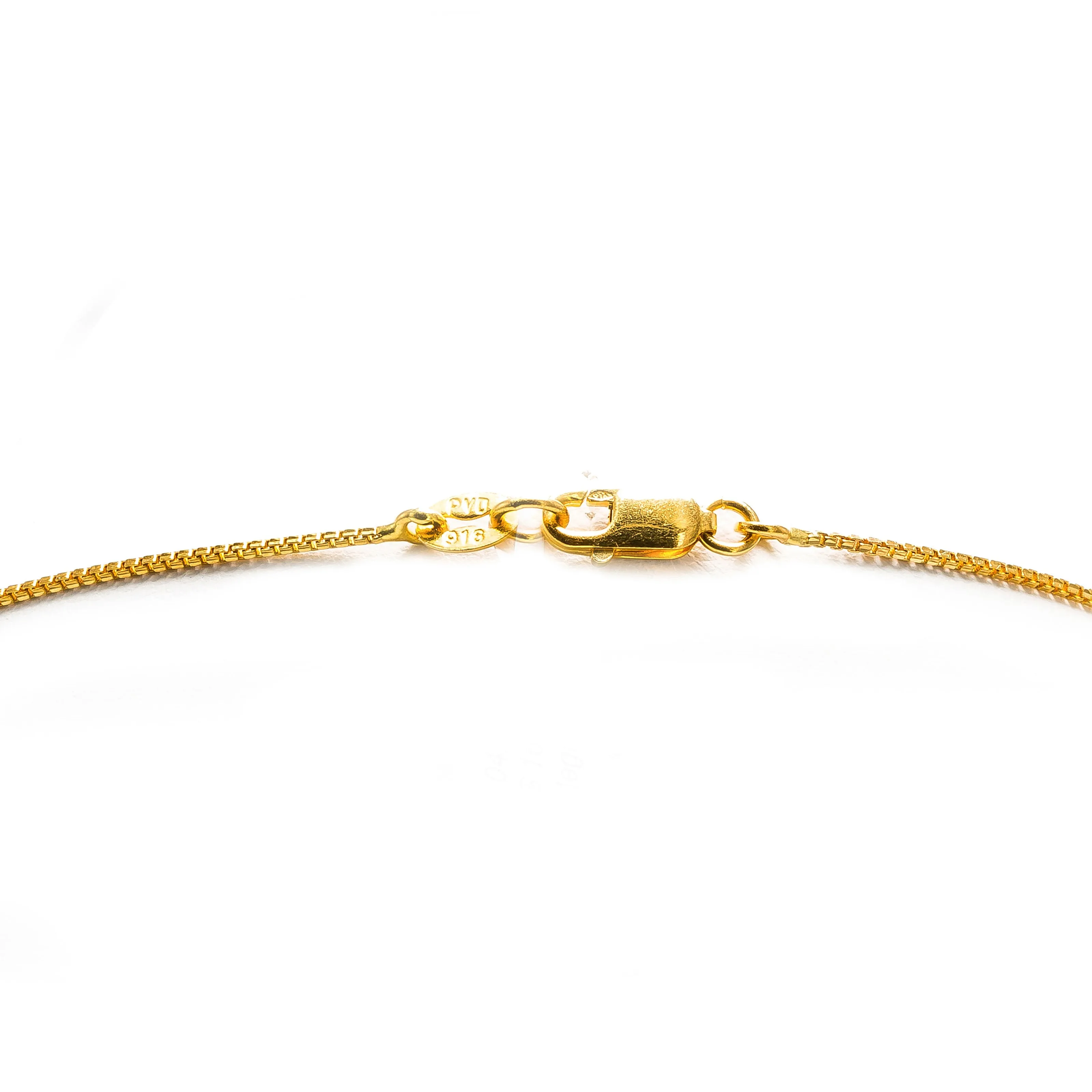 22K Multi Tone Gold Chain W/ "Honeycomb" Beads & Thin Box Link Chain