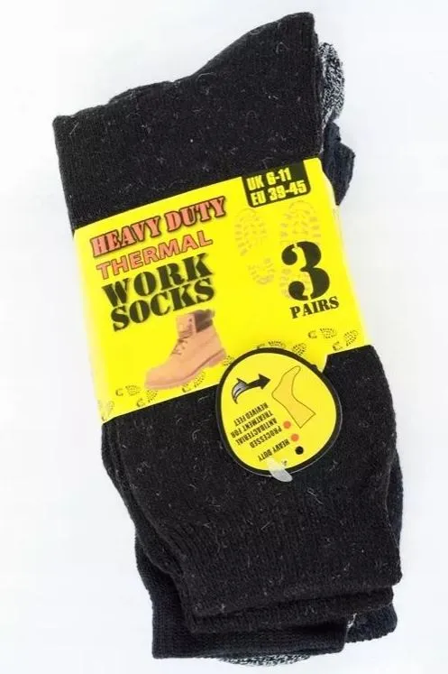 30 Pairs X Mens Heavy Duty Thermal Tough Cotton Work Winter Crew Socks