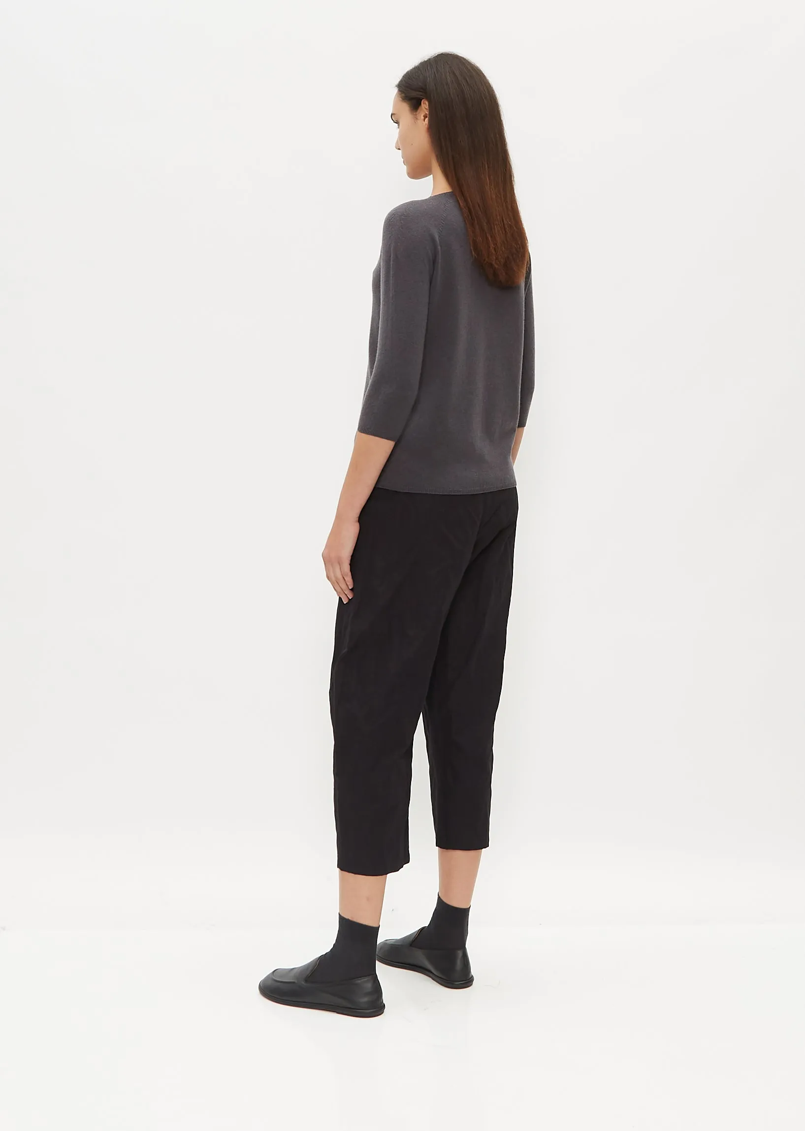 3/4 Sleeve Cashmere T-Shirt — Dark Grey