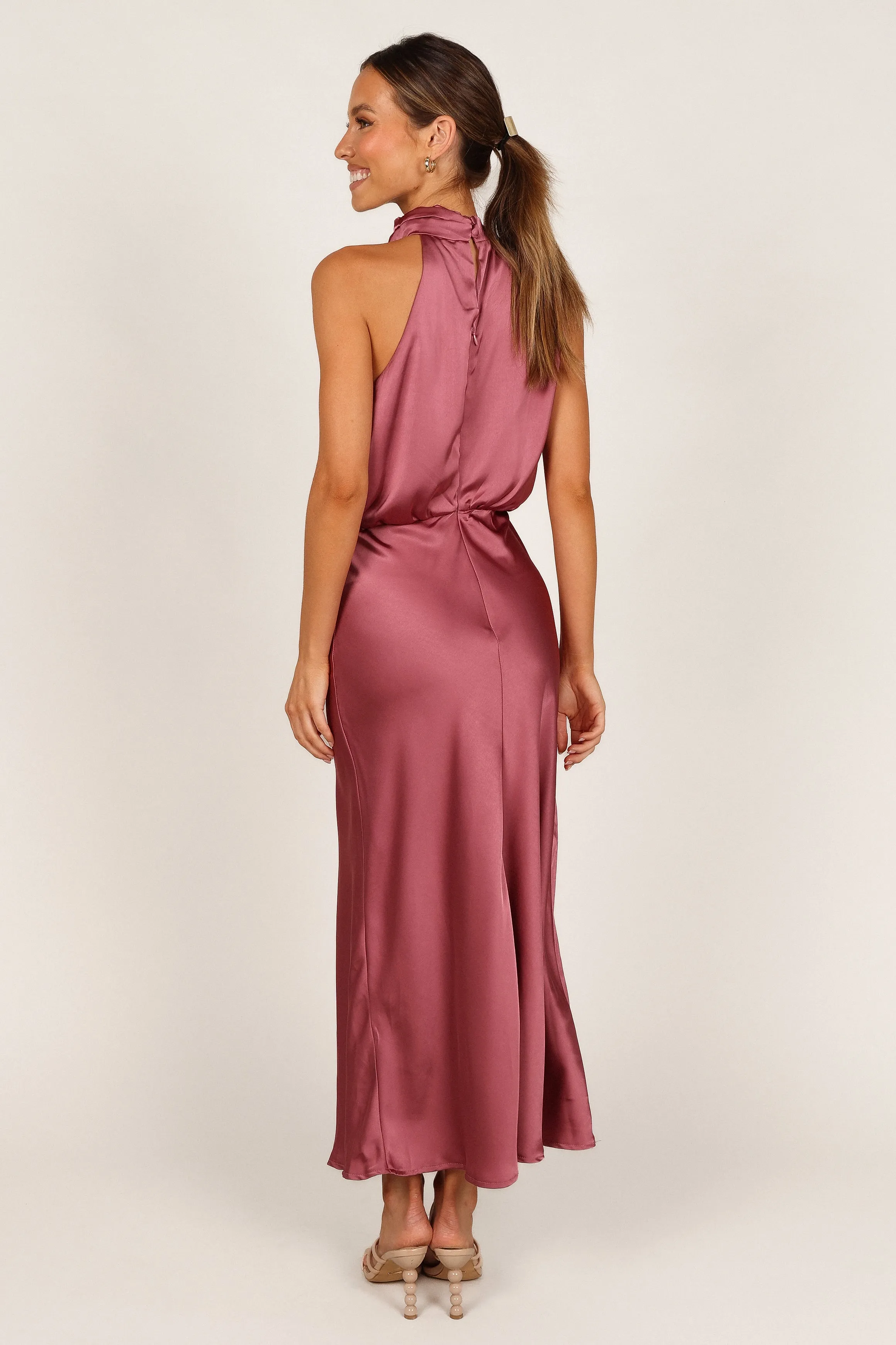 Anabelle Halter Neck Midi Dress - Dusty Rose