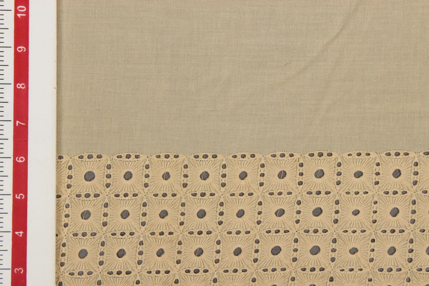 Beige Chikankari Work Fabric