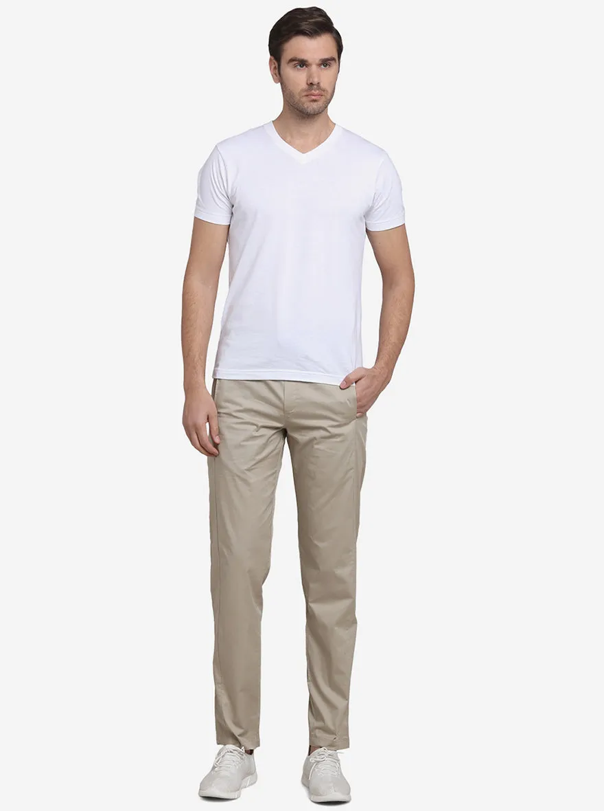 Beige Solid Regular Fit Track Pants  | JadeBlue