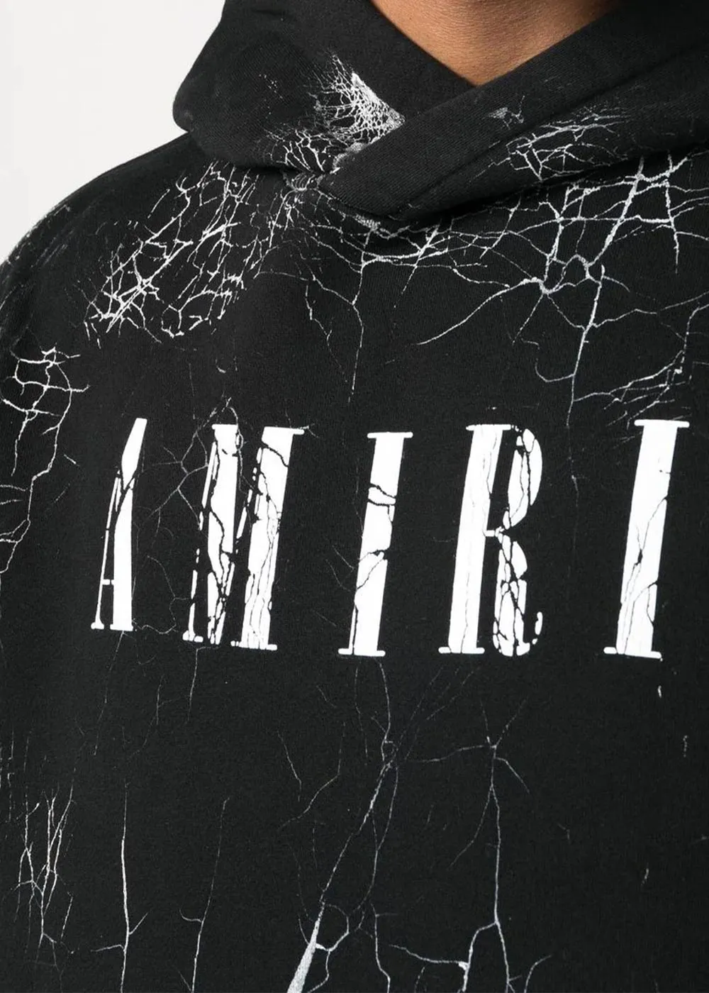 Black Cracked Dye Core Logo Hoodie