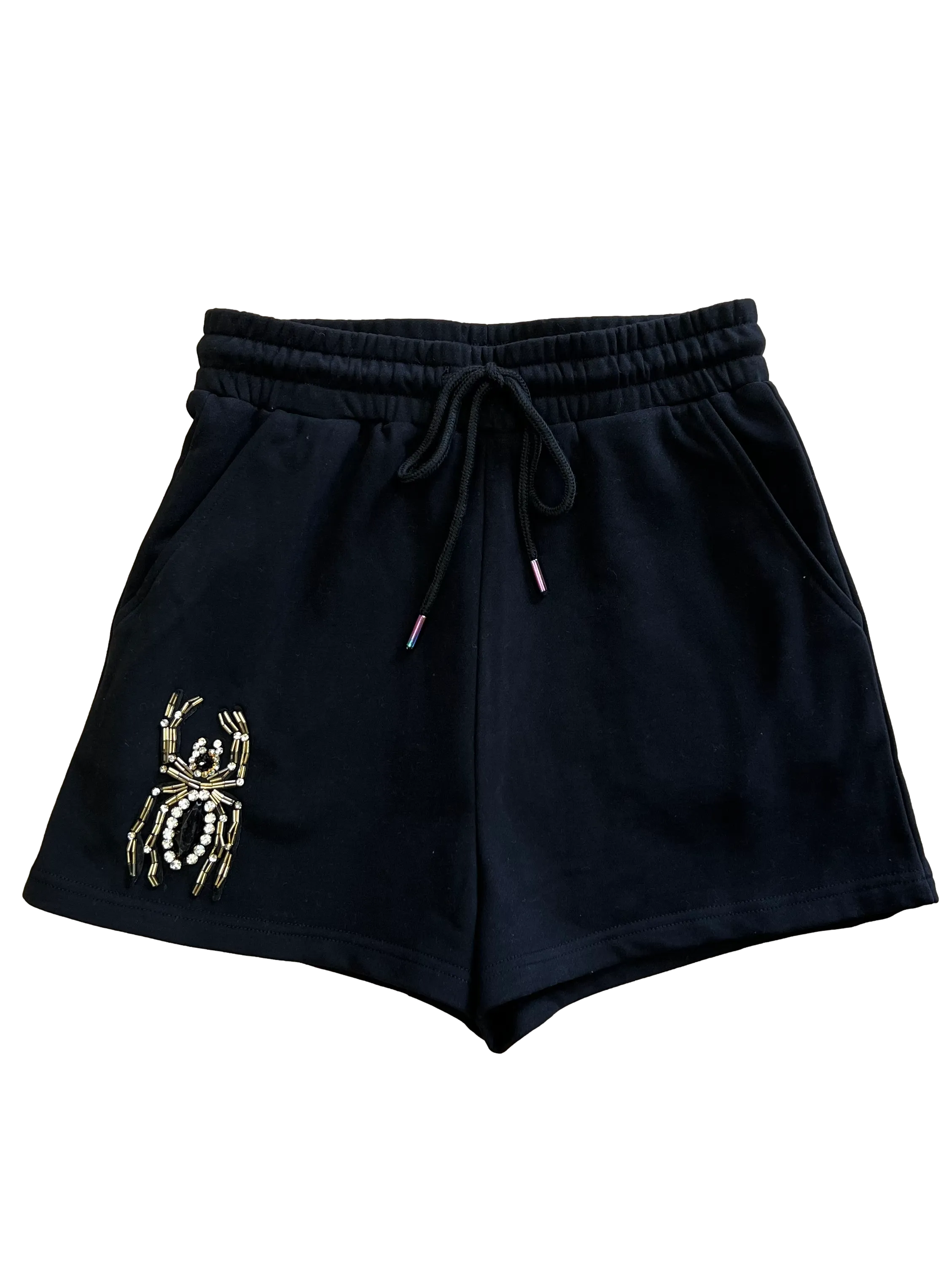 Black Embellished Spider Short