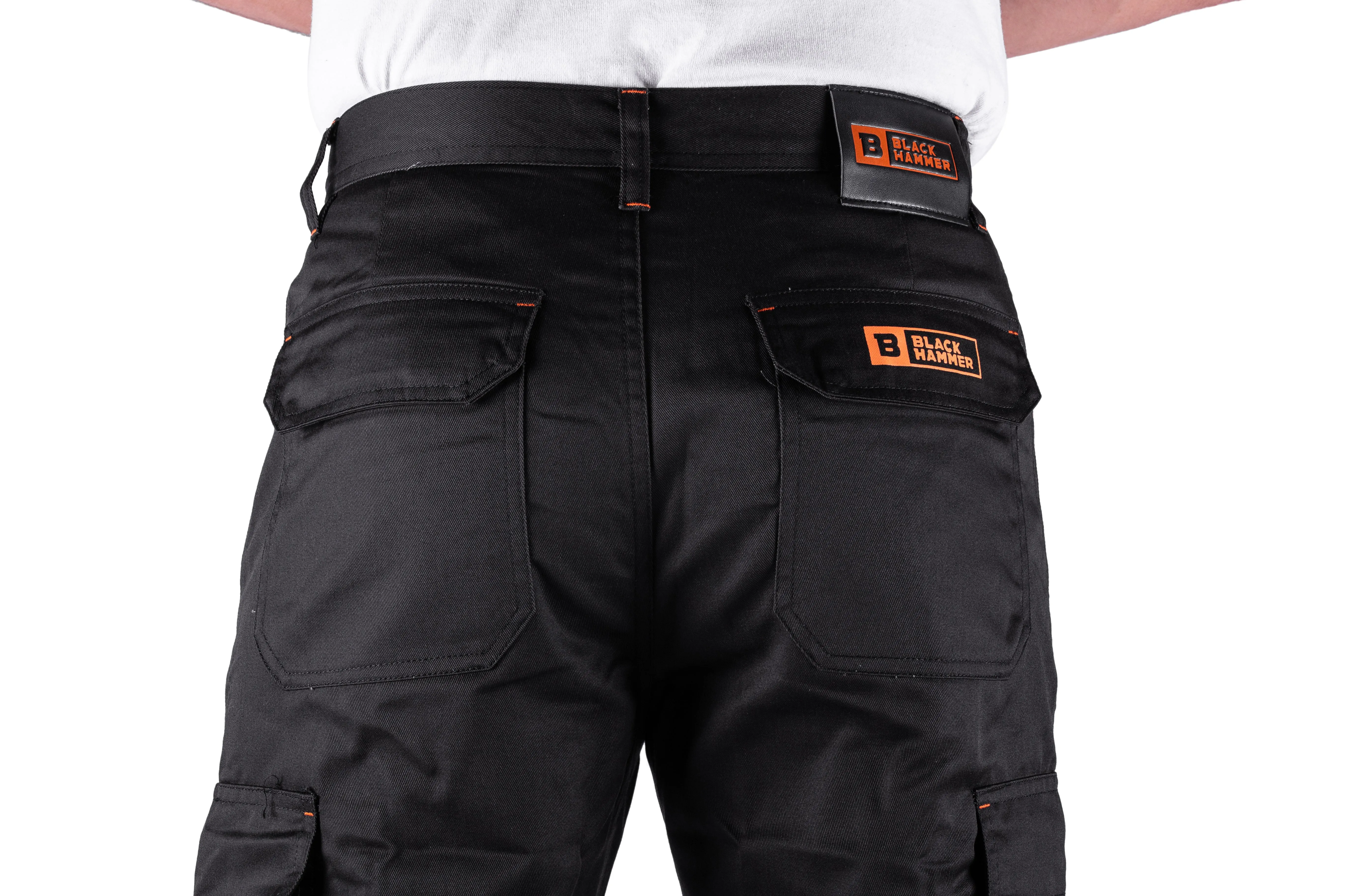 Black Hammer Mens Combat Work Trousers Cargo Pants Multi Pockets Joggers Reinforced Seams Tradesman