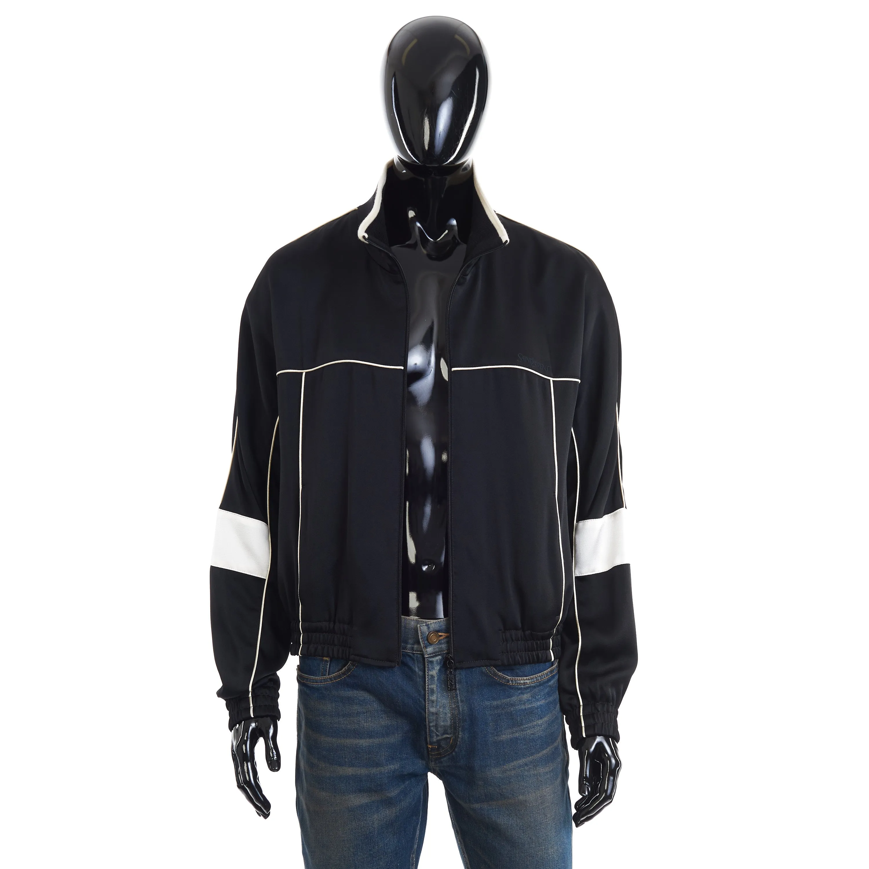 Black Saint Laurent Teddy Jacket In Satin Crepe