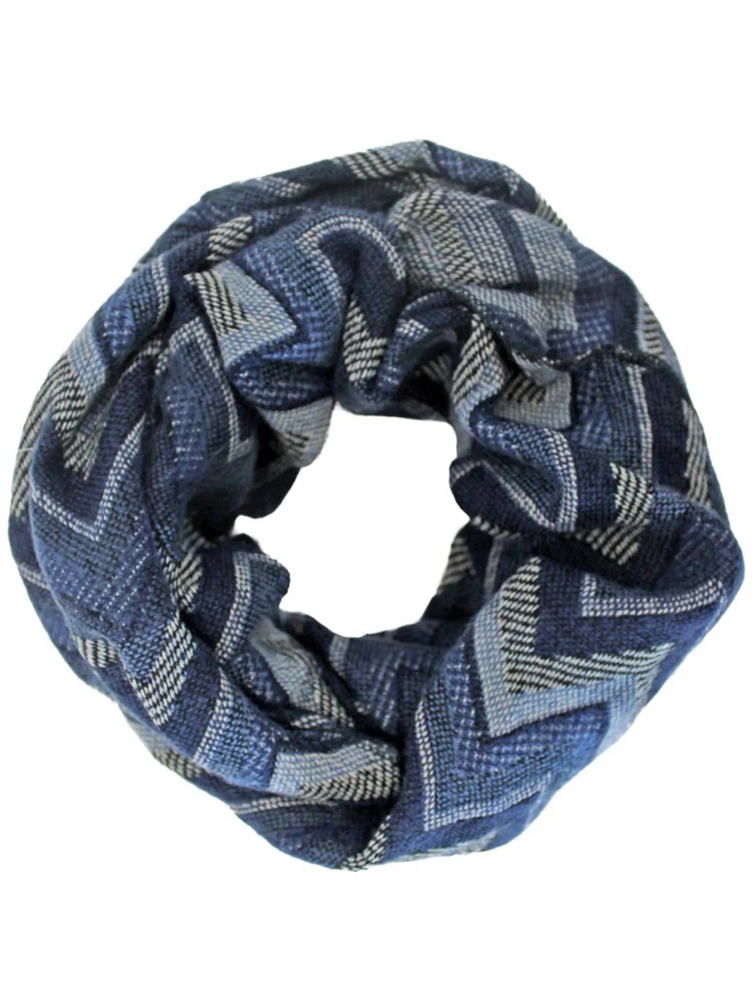 Blue Chevron Striped Infinity Scarf