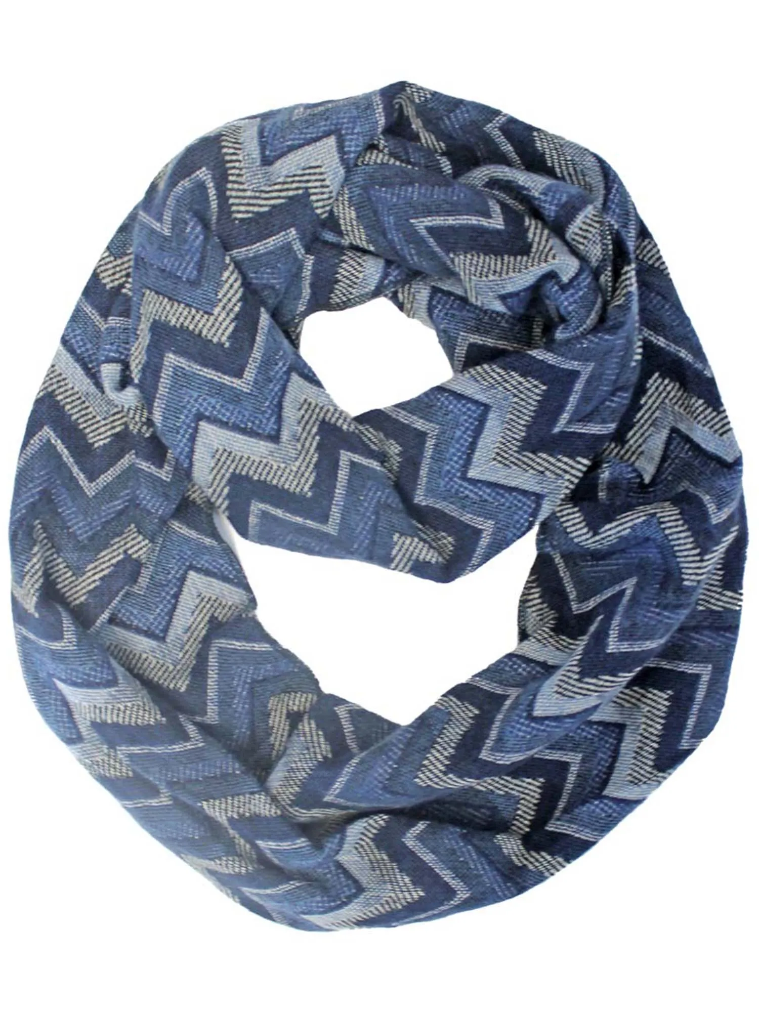 Blue Chevron Striped Infinity Scarf