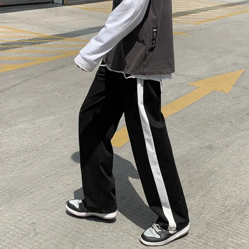 BONSIR  -  Streetwear Casual Pants Men Hip Hop Top Quality Elastic Waist Drawstring Men's Sweatpants Summer Straight Loose Trousers