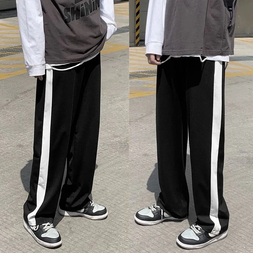 BONSIR  -  Streetwear Casual Pants Men Hip Hop Top Quality Elastic Waist Drawstring Men's Sweatpants Summer Straight Loose Trousers