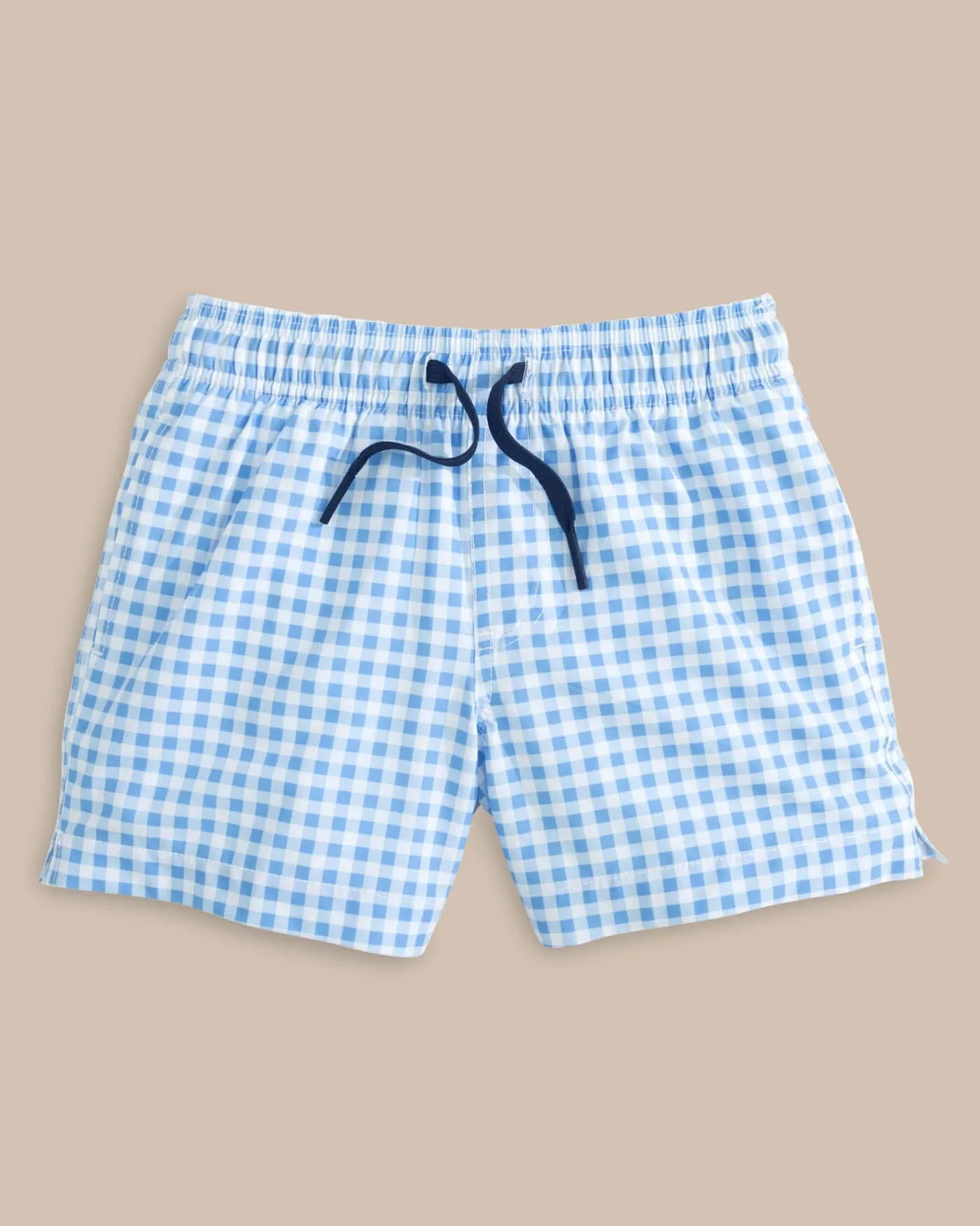 Boys Baldwin Gingham Printed Swim Trunk