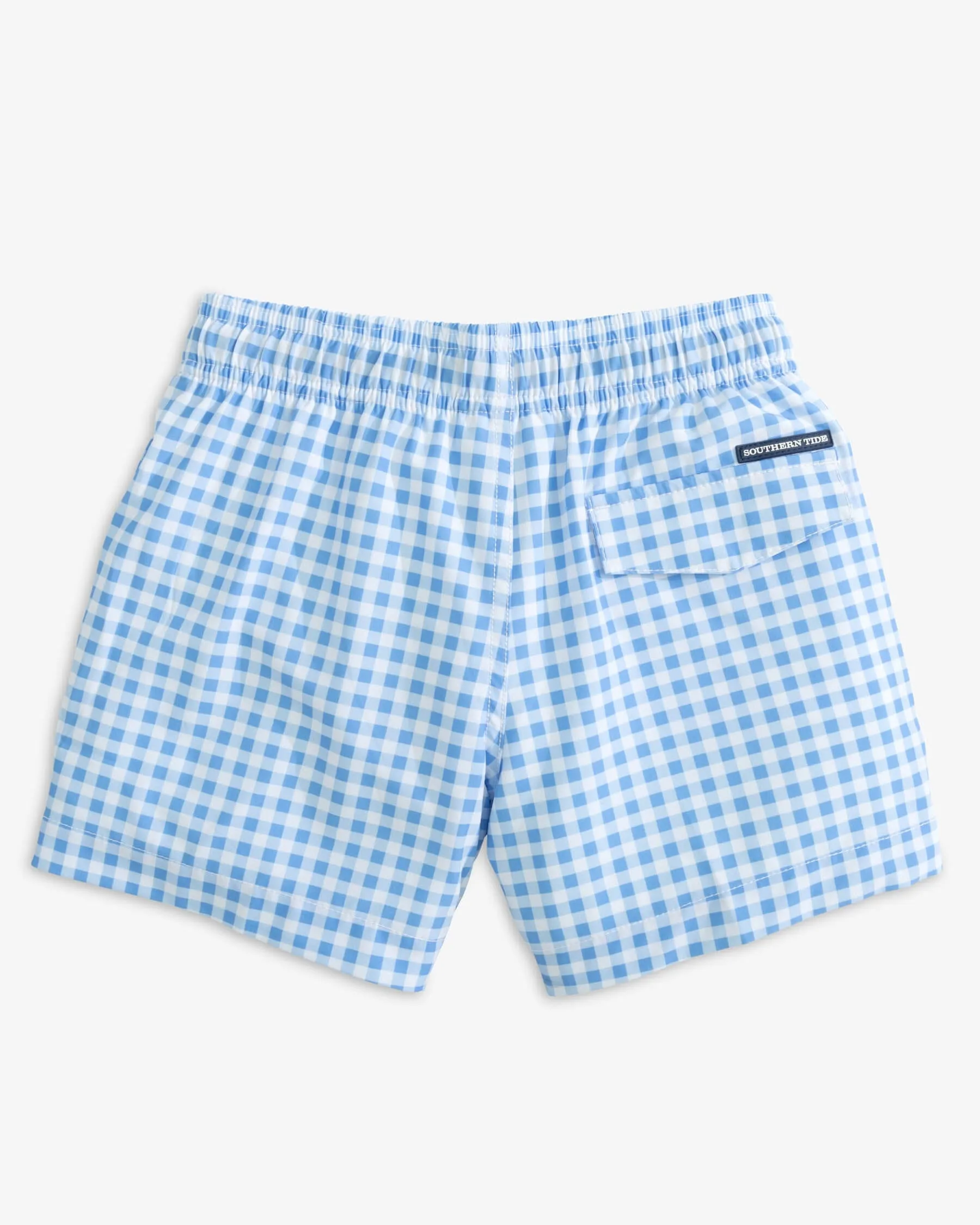 Boys Baldwin Gingham Printed Swim Trunk