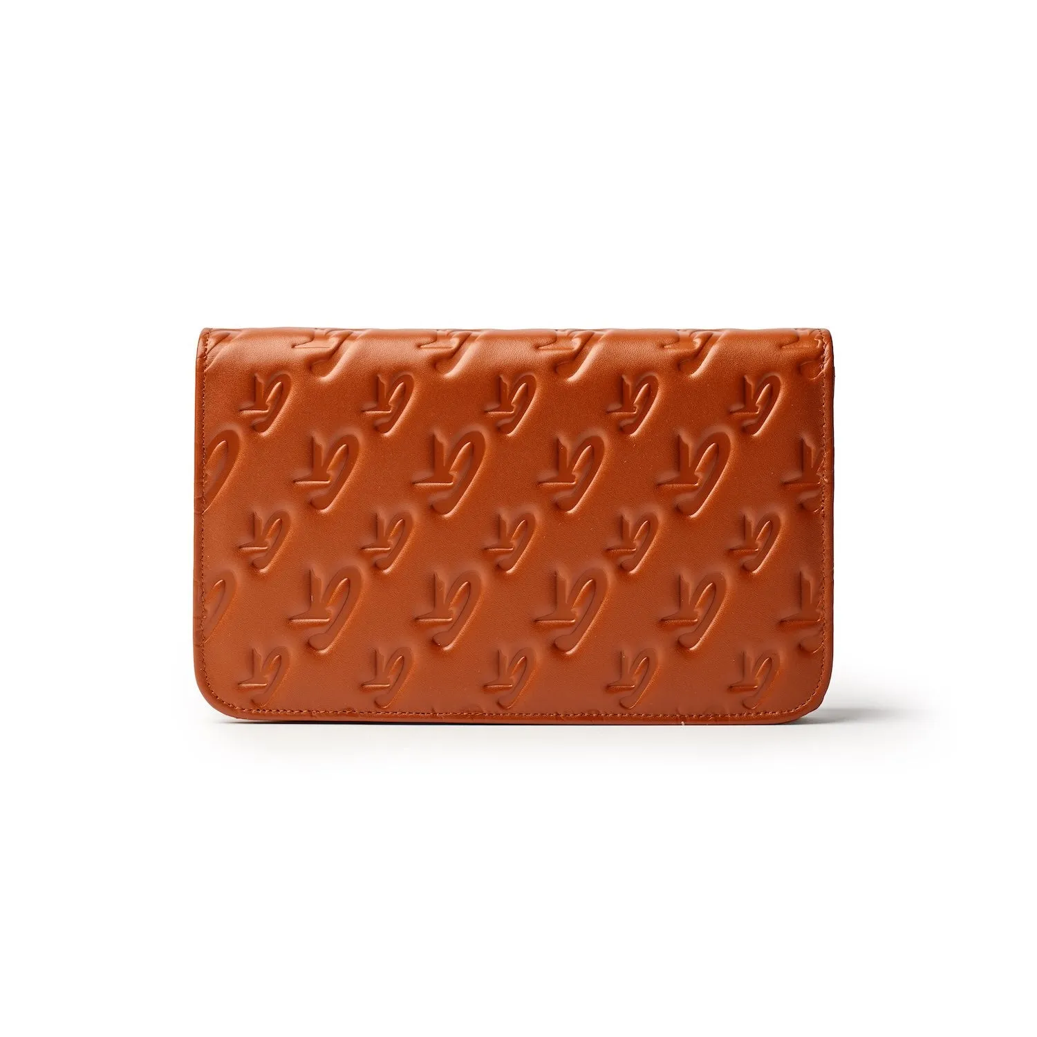 BROWN MONOGRAM WALLET ON CHAIN-GUNMETAL