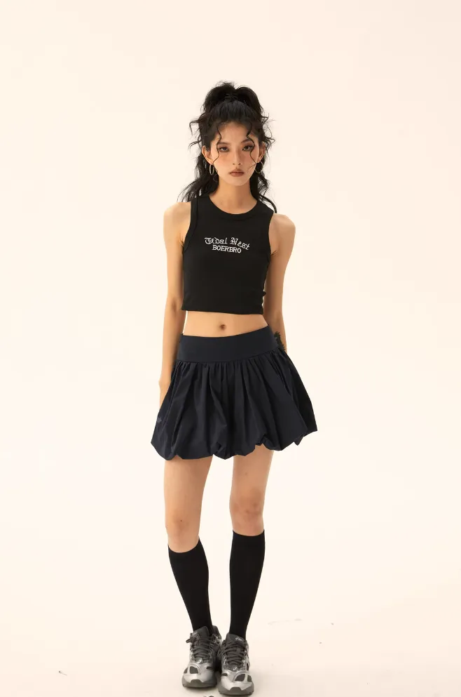 Bubble Mini Skirt with Wide Waistband