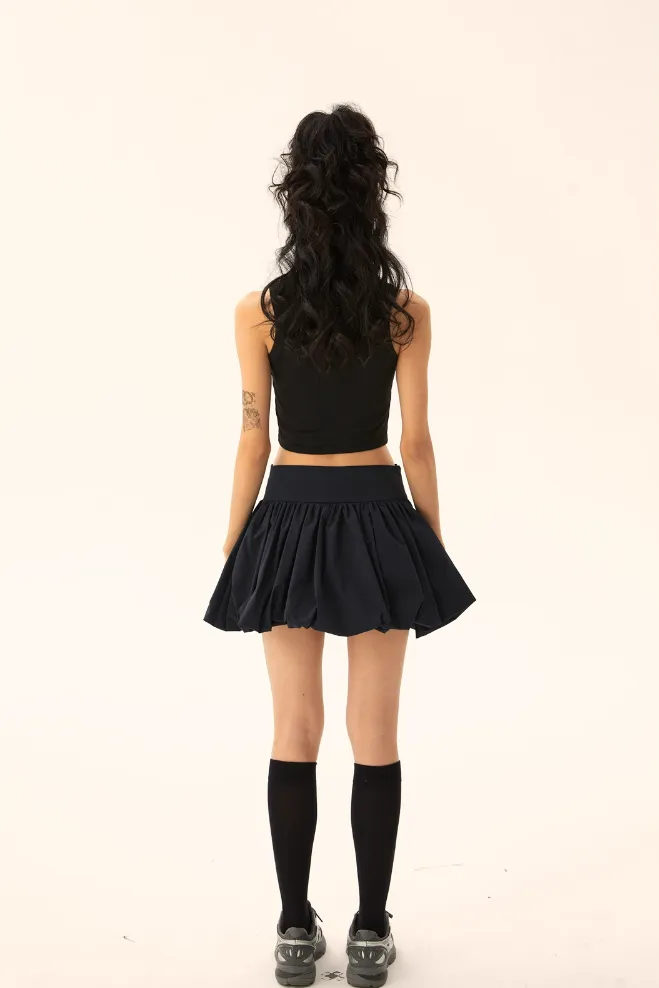 Bubble Mini Skirt with Wide Waistband