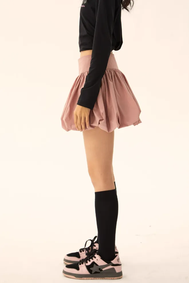 Bubble Mini Skirt with Wide Waistband