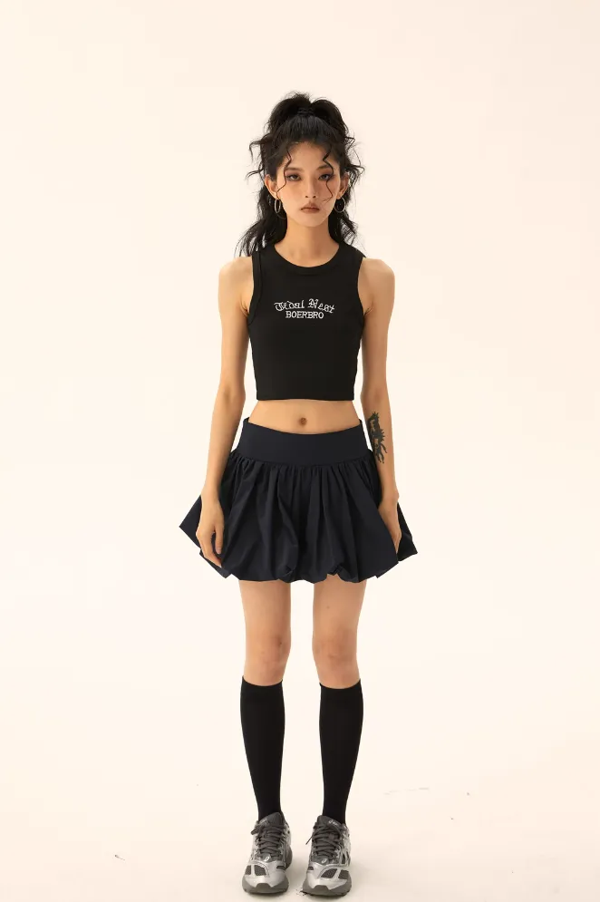 Bubble Mini Skirt with Wide Waistband