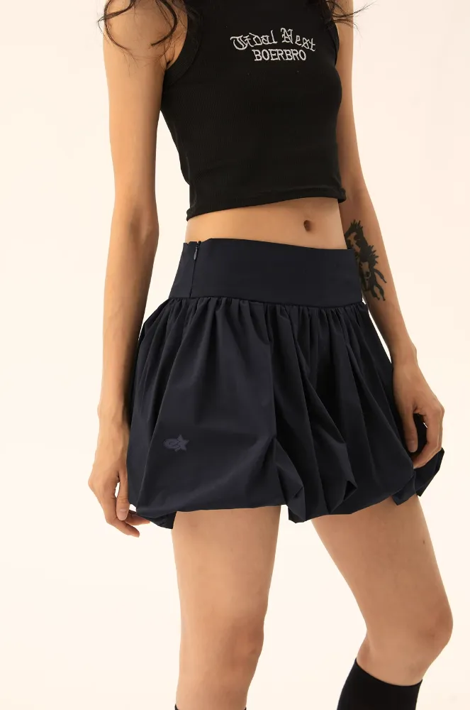 Bubble Mini Skirt with Wide Waistband