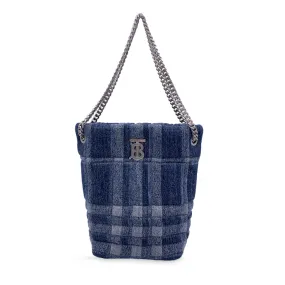 Burberry Blue Denim Quilted Small Lola Bucket Shoulder Bag Tote