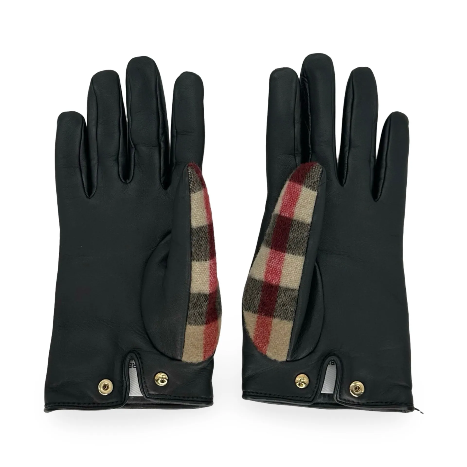 BURBERRY: Exaggerated Check Wool Gloves