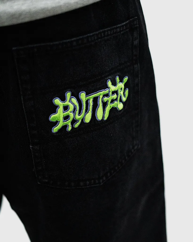 Butter Goods Ink Denim Shorts - Worn Black