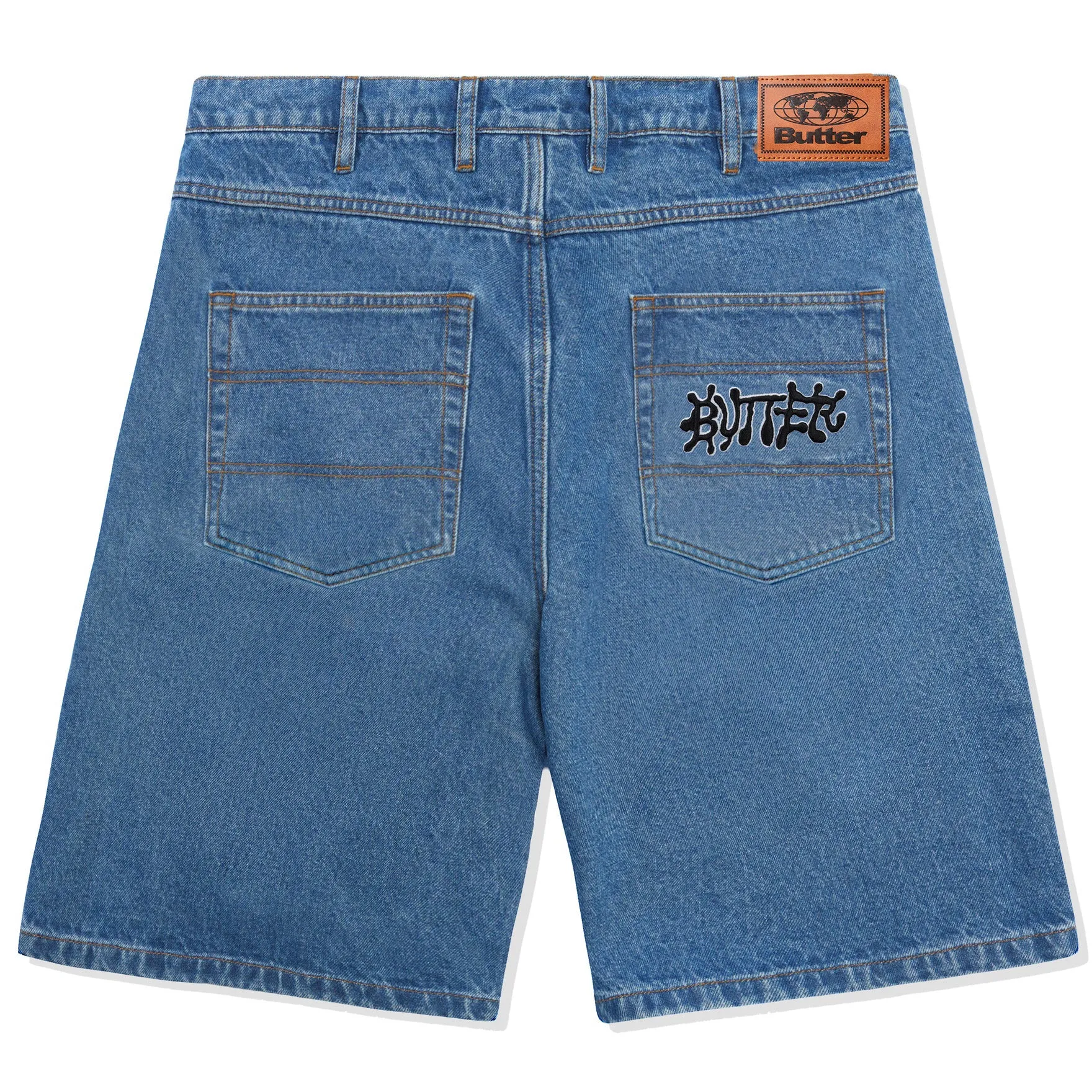 Butter Goods Ink Denim Shorts Worn Blue