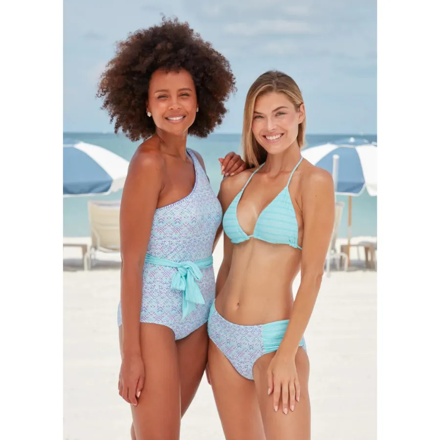 Cabana Life Reversible Ruched Bikini Bottom 144-NP22- Naples Blue