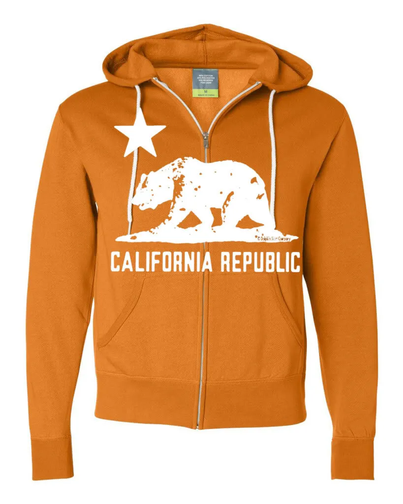 California Flag White Silhouette Zip-up Hoodie Asst Colors