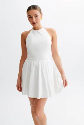 Carolina Cotton Halter Mini Dress - White