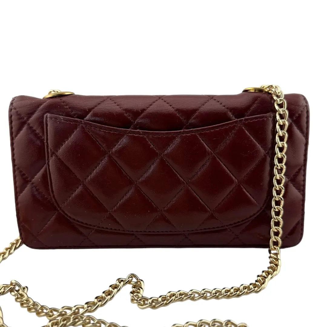 CHANEL Lambskin Bifold Wallet with Adjustable Chain