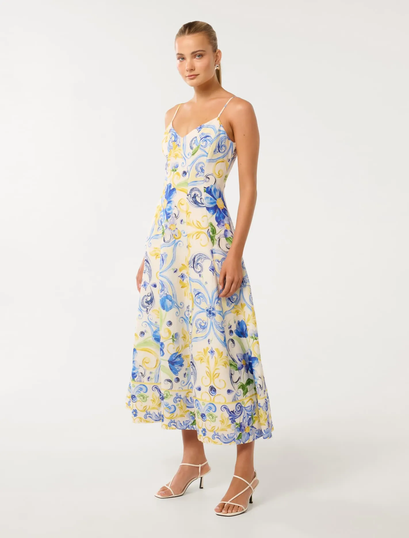 Chiara Printed Panel Midi Dress