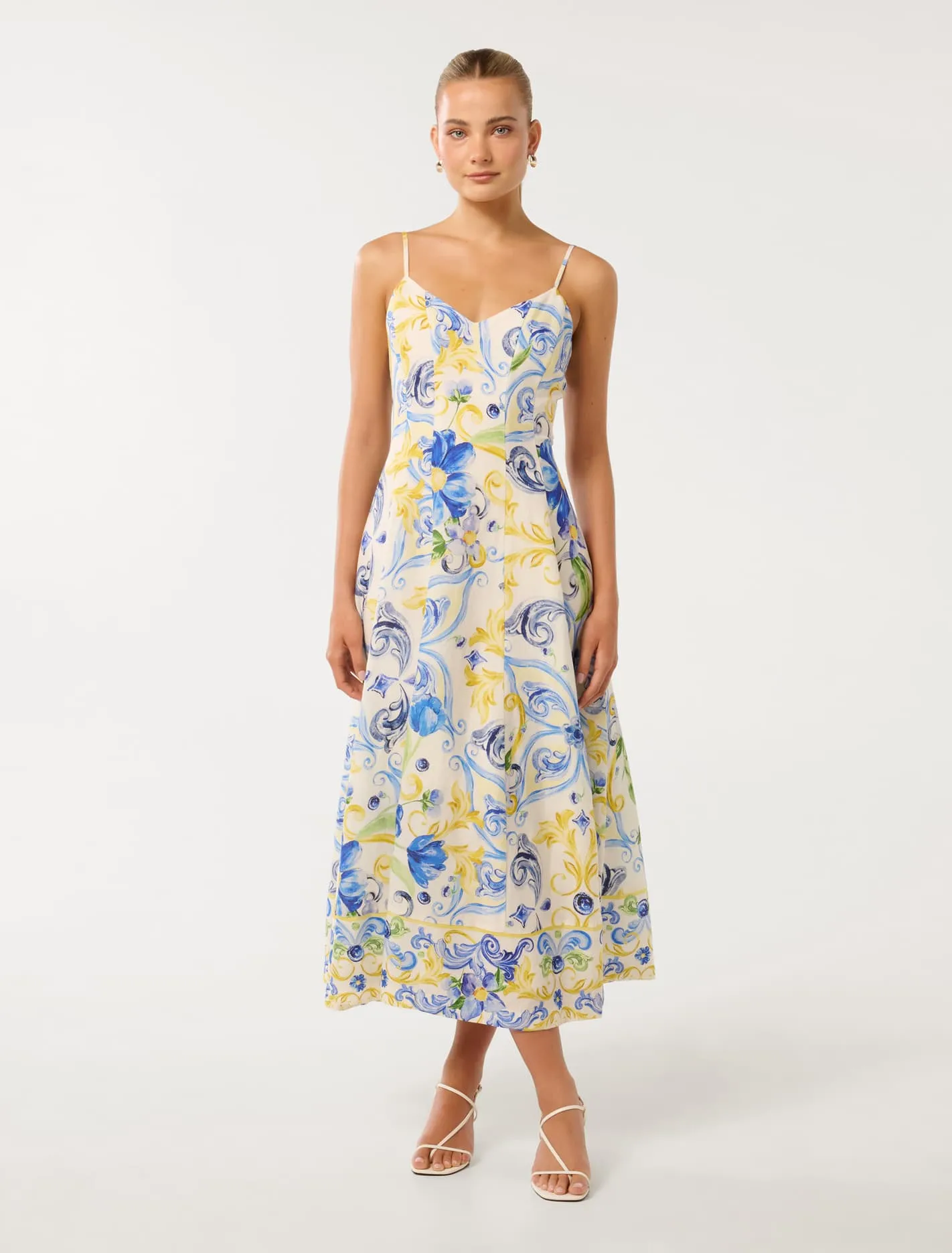 Chiara Printed Panel Midi Dress