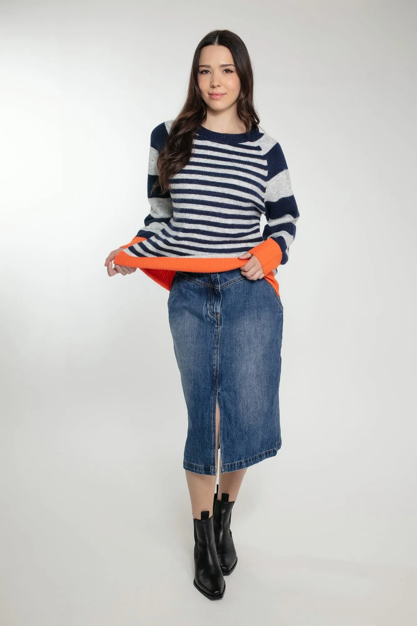 CYNTHIA STRIPE JUMPER IN NAVY MIX