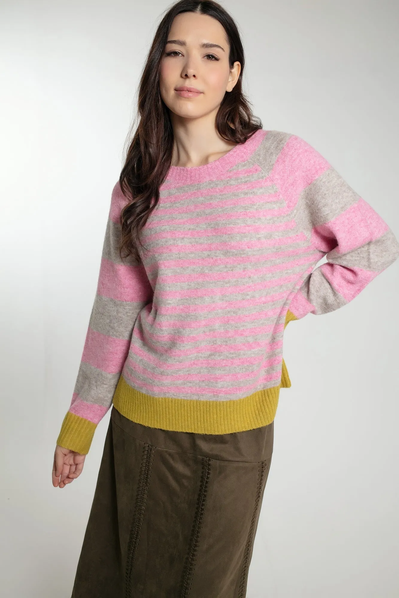 CYNTHIA STRIPE JUMPER IN PINK MIX