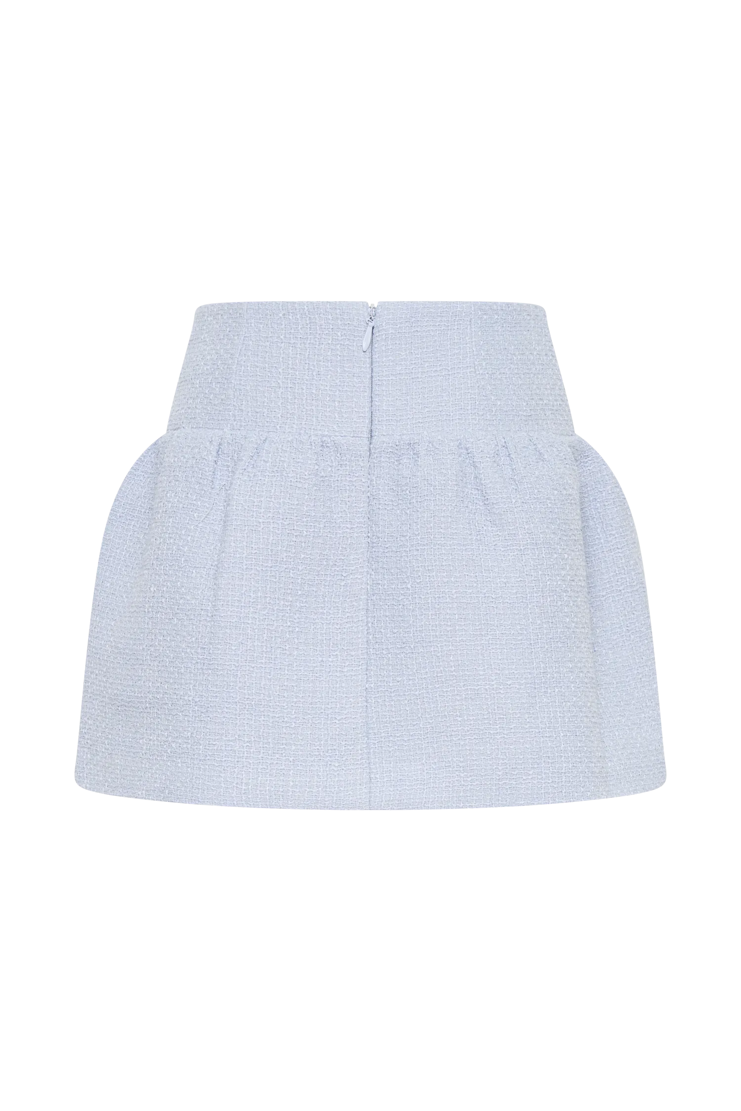 Cyrus Gathered Boucle Mini Skirt - Sky Blue