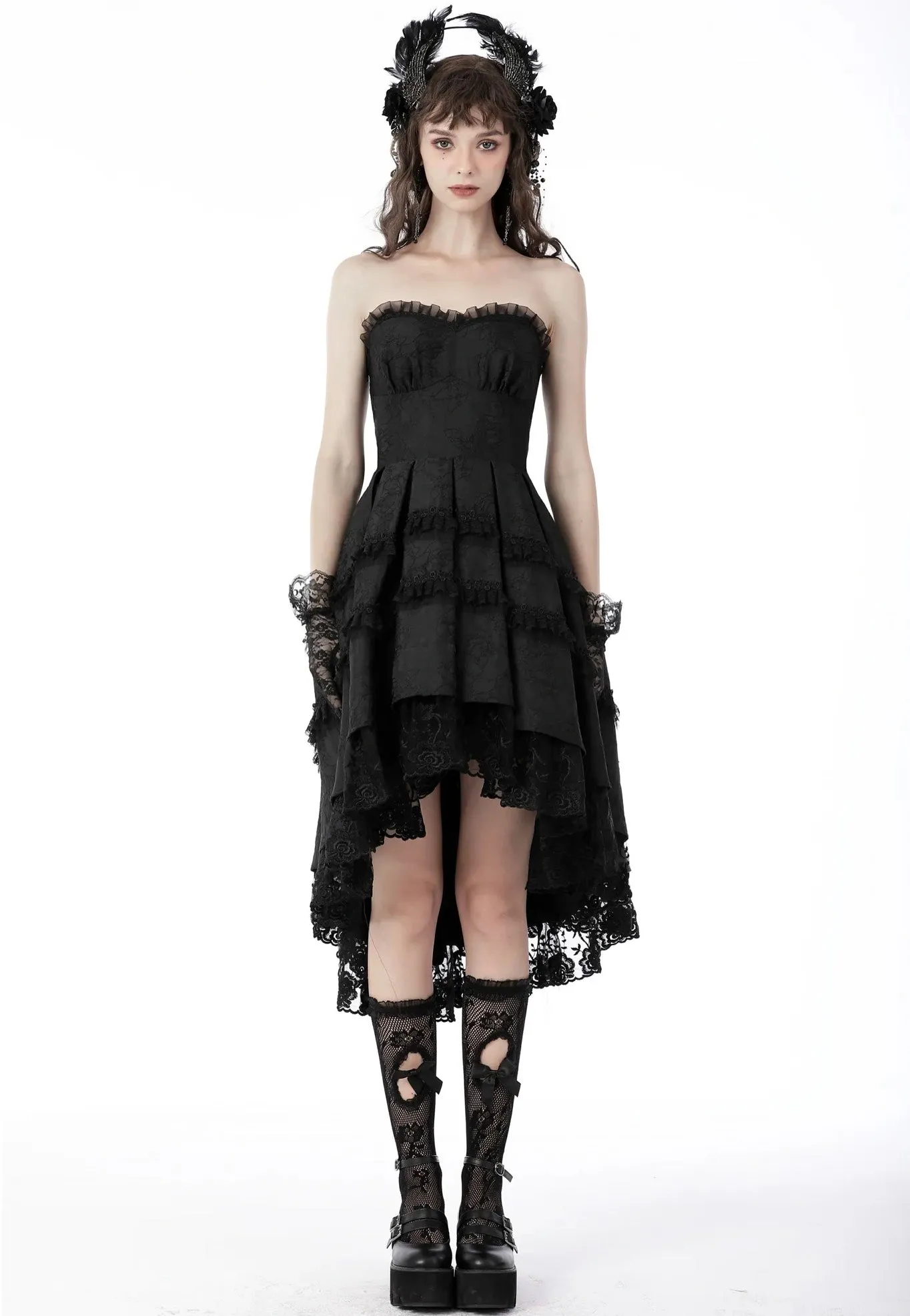 Dark In Love - Magic Girl Pleated Rose High Low Black - Dress