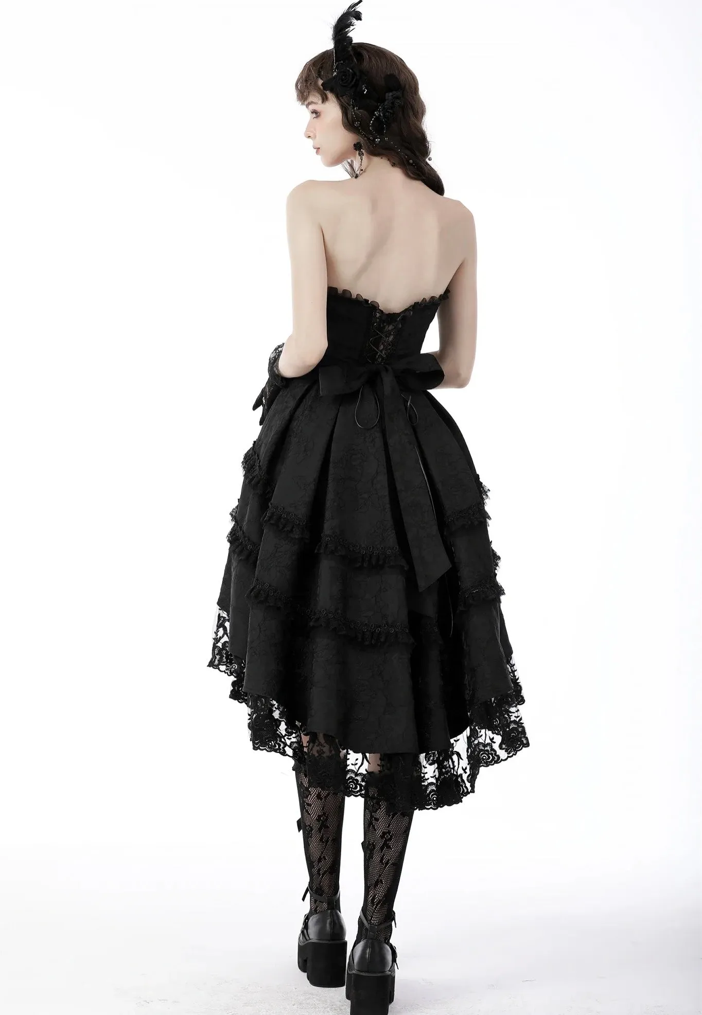 Dark In Love - Magic Girl Pleated Rose High Low Black - Dress