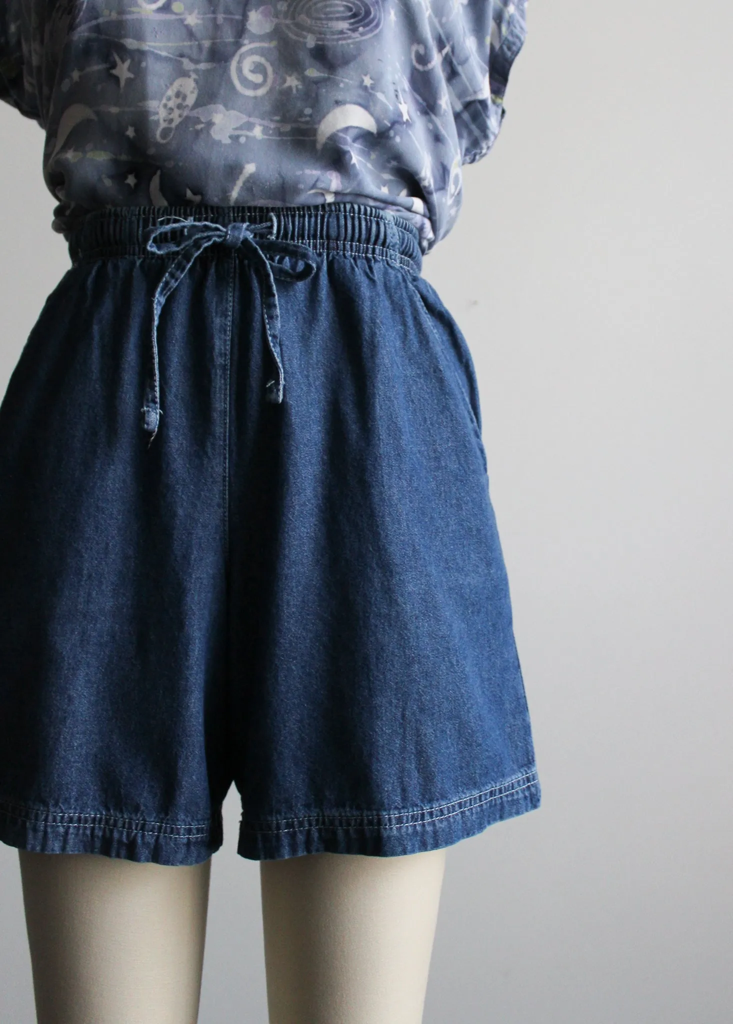 denim drawstring shorts