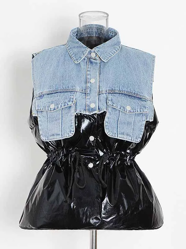 Denim Puff Graceful Sleeve Mini Dress